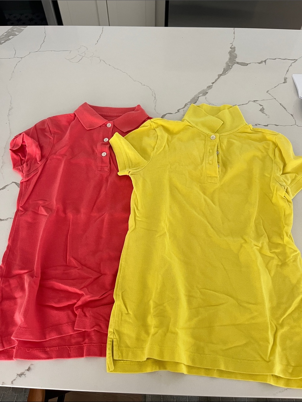 Bright Yellow and Coral Polo Tops - Set of 2